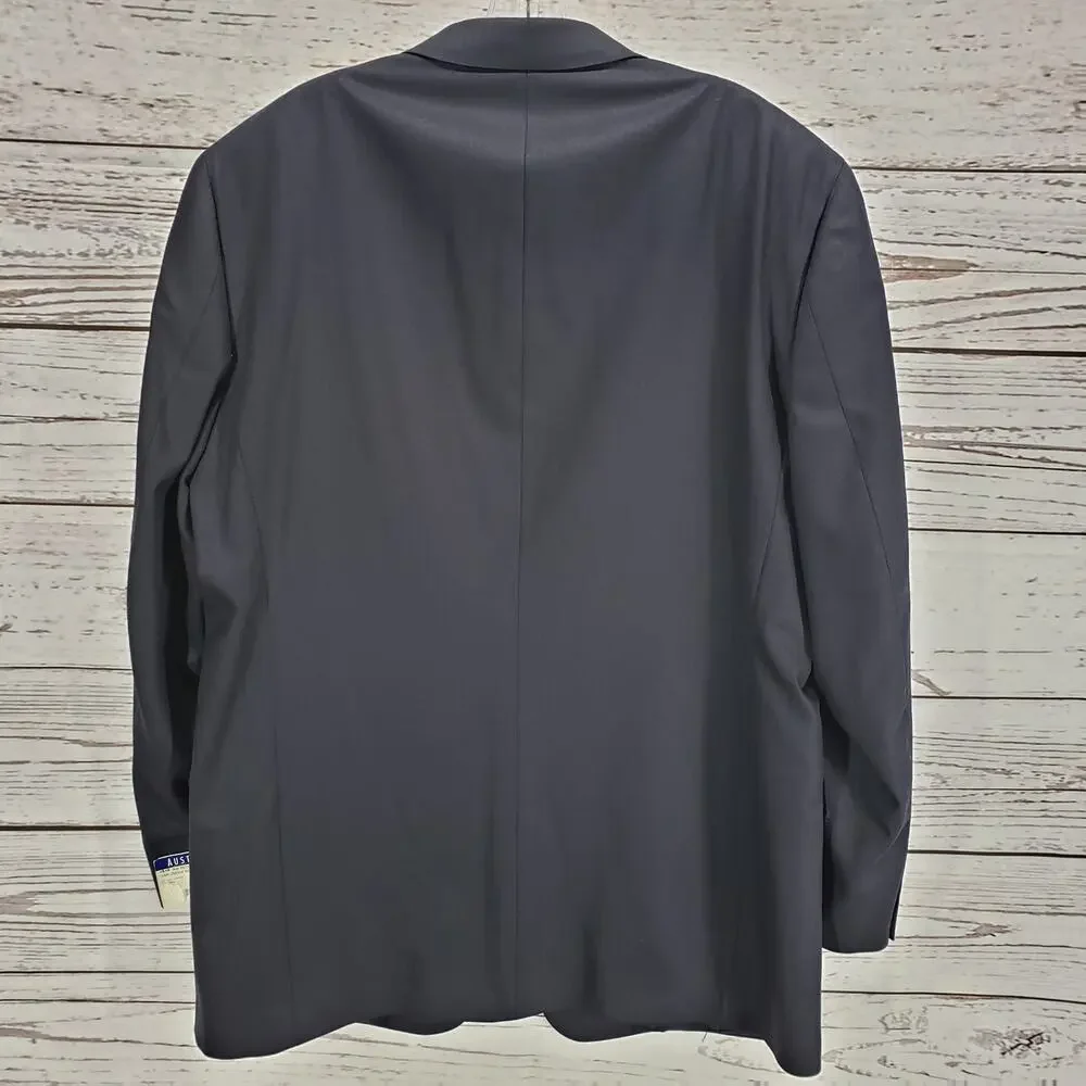 Austin Reed New Black Wool Super 100's Herringbone Suit Jacket 44R